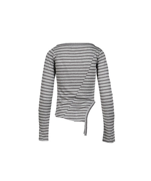 VACANT Archive(ベイカントアーカイブ)の「MAHO OFF-SHOULDER STRIPE LONG SLEEVE(Tシャツ/カットソー・レディース・グレー・MEDIUM/SMALL)」の2枚目の写真