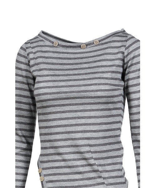VACANT Archive(ベイカントアーカイブ)の「MAHO OFF-SHOULDER STRIPE LONG SLEEVE(Tシャツ/カットソー・レディース・グレー・MEDIUM/SMALL)」の4枚目の写真