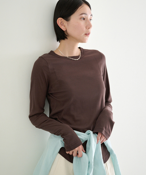 EMILY WEEK(エミリーウィーク)の「コットンソフトフライスプルオーバー(Tシャツ/カットソー・レディース・ブラウン/チャコールグレー/アイボリー・FREE)」の3枚目の写真