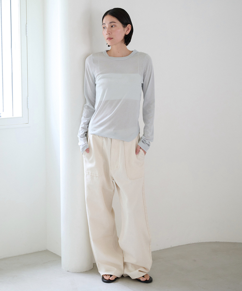 EMILY WEEK(エミリーウィーク)の「コットンソフトフライスプルオーバー(Tシャツ/カットソー・レディース・ブラウン/チャコールグレー/アイボリー・FREE)」の4枚目の写真
