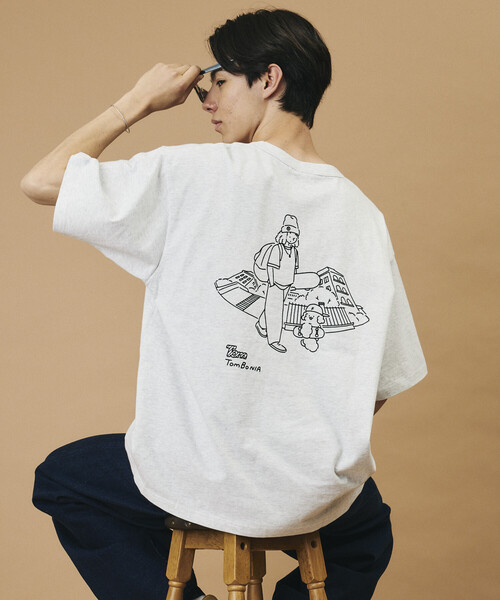 FREAK'S STORE(フリークスストア)の「tombonia/トムボニア バックプリント クルーネック ポケットTシャツ/スケートボーイ(Tシャツ/カットソー・メンズ・ネイビー/ライトグレー/ホワイト/チャコールグレー・SMALL/LARGE/MEDIUM)」の8枚目の写真