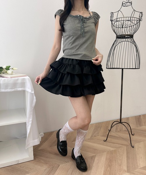 WEGO(ウィゴー)の「チョーカードッキングノースリーブ(Tシャツ/カットソー・レディース・グレー/ブルー・FREE)」の8枚目の写真