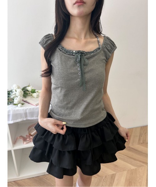 WEGO(ウィゴー)の「チョーカードッキングノースリーブ(Tシャツ/カットソー・レディース・グレー/ブルー・FREE)」の9枚目の写真