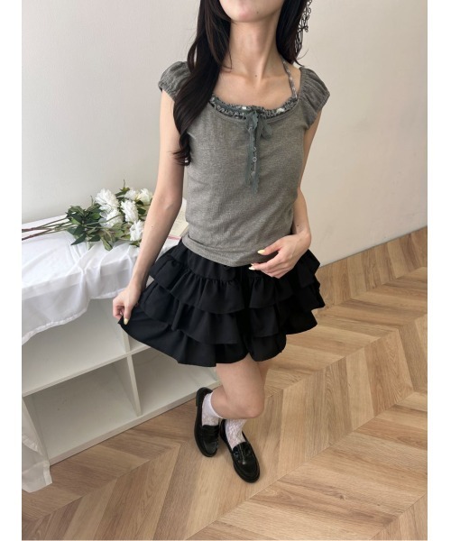 WEGO(ウィゴー)の「チョーカードッキングノースリーブ(Tシャツ/カットソー・レディース・グレー/ブルー・FREE)」の10枚目の写真