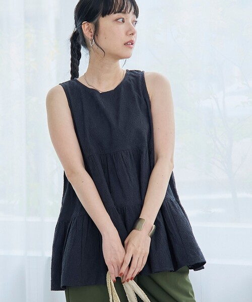 coen(コーエン)の「【Lipa(リパ)別注】ノースリーブ総刺繍ティアードブラウス(シャツ/ブラウス・レディース・ブラック/オフホワイト/レッド・L/M)」の2枚目の写真