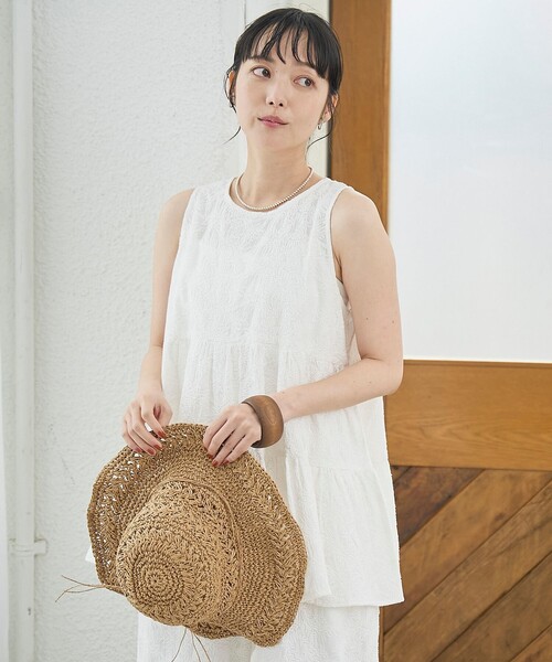 coen(コーエン)の「【Lipa(リパ)別注】ノースリーブ総刺繍ティアードブラウス(シャツ/ブラウス・レディース・ブラック/オフホワイト/レッド・L/M)」の4枚目の写真