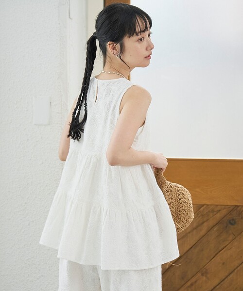 coen(コーエン)の「【Lipa(リパ)別注】ノースリーブ総刺繍ティアードブラウス(シャツ/ブラウス・レディース・ブラック/オフホワイト/レッド・L/M)」の5枚目の写真