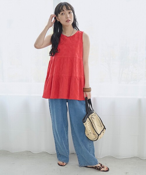 coen(コーエン)の「【Lipa(リパ)別注】ノースリーブ総刺繍ティアードブラウス(シャツ/ブラウス・レディース・ブラック/オフホワイト/レッド・L/M)」の14枚目の写真