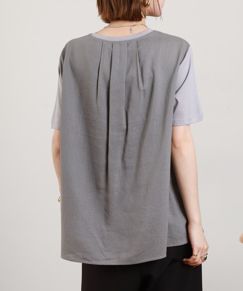 BRODIAEA（ブローディア）の「BRODIAEA 異素材切り替えポケットTシャツ 半袖（Tシャツ/カットソー・レディース・オフホワイト/ブラック・40）」の16枚目の写真