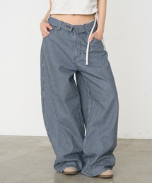 デニム ワイド パンツ リング ワイド・ルーズ」に該当するブルー