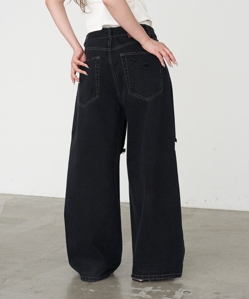 RAY CASSIN(レイカズン)の「【S・Mサイズ展開 】ダメージ折り返しワイドデニムパンツ(デニムパンツ・レディース・ブラック/スカイブルー/ブルー/ブルー系その他2・S/M)」の15枚目の写真