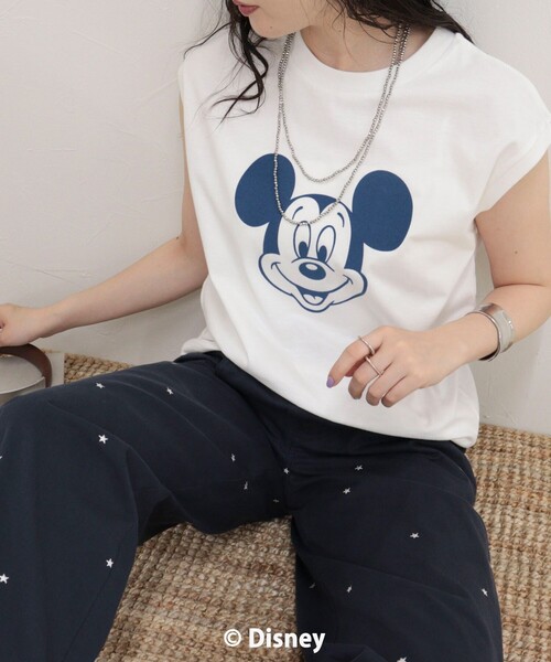 fredy emue(フレディエミュ)の「【GOOD ROCK SPEED/グッドロックスピード】MICKEYノースリーブTシャツ(Tシャツ/カットソー・レディース・チャコールグレー/オフホワイト/イエロー・38)」の1枚目の写真