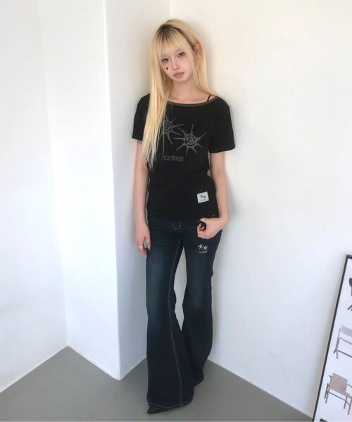 COIRIS(コイリス)の「ティレンブーツカットデニムパンツ(2カラー)(デニムパンツ・レディース・ブラック/ダークブルー・SMALL/MEDIUM)」の17枚目の写真