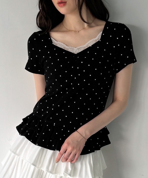 junoah(ジュノア)の「フリルカットトップス(Tシャツ/カットソー・レディース・ブラック/グレー/ホワイト・SMALL/LARGE/MEDIUM)」の2枚目の写真