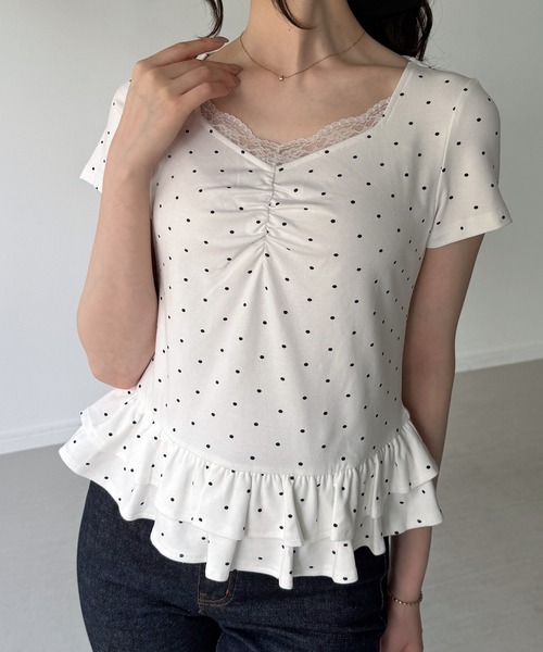 junoah(ジュノア)の「フリルカットトップス(Tシャツ/カットソー・レディース・ブラック/グレー/ホワイト・SMALL/LARGE/MEDIUM)」の6枚目の写真