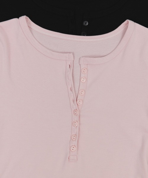 ELTONE(エルトーン)の「ヘンリーネックショートスリーブTEE(Tシャツ/カットソー・レディース・ブラック/ピンク・FREE)」の10枚目の写真