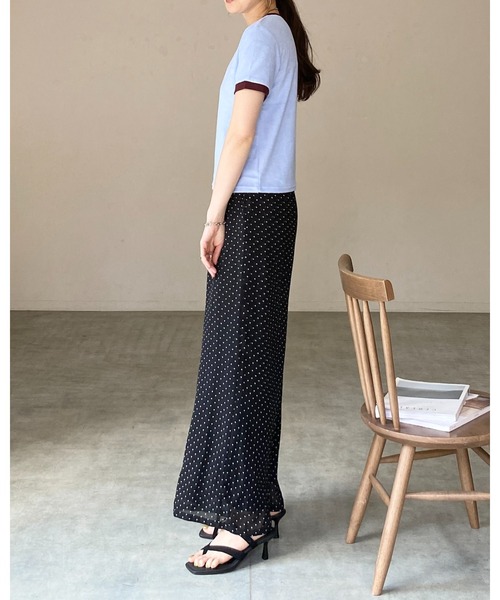 She's Closet(シーズクローゼット)の「ショート丈 バイカラー配色 半袖 パイル地 Tシャツ トップス(Tシャツ/カットソー・レディース・オートミール/ピンク/ブルー/ネイビー・FREE)」の11枚目の写真