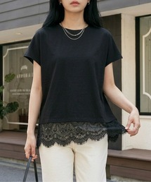 裾レースデザインTシャツ