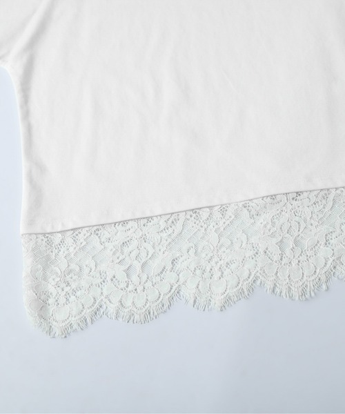 AMELY（エミリー）の「裾レースデザインTシャツ（Tシャツ/カットソー・レディース・ホワイト/ブラック・フリー）」の7枚目の写真