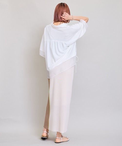 LHELBIE（レルビエ）の「シアーミックススキッパーシャツ（シャツ/ブラウス・レディース・ブラウン/オフホワイト/ブラック/チャコールグレー・M）」の19枚目の写真