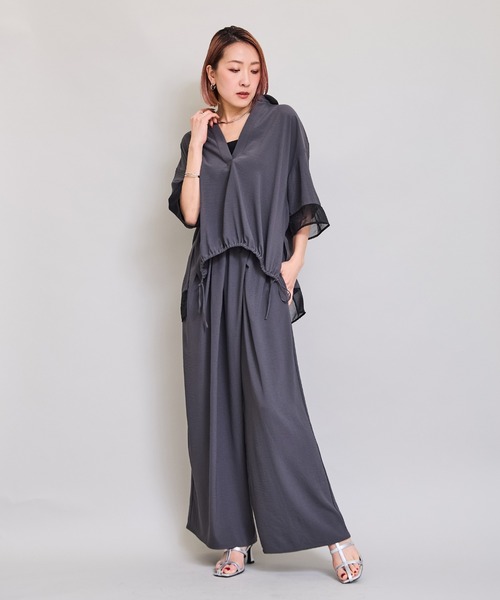 LHELBIE（レルビエ）の「シアーミックススキッパーシャツ（シャツ/ブラウス・レディース・ブラウン/オフホワイト/ブラック/チャコールグレー・M）」の12枚目の写真