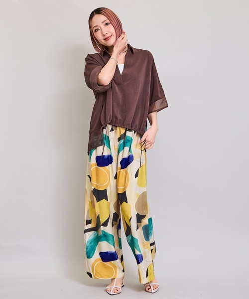 LHELBIE（レルビエ）の「シアーミックススキッパーシャツ（シャツ/ブラウス・レディース・ブラウン/オフホワイト/ブラック/チャコールグレー・M）」の15枚目の写真