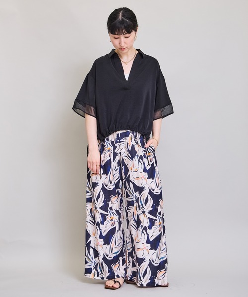 LHELBIE（レルビエ）の「シアーミックススキッパーシャツ（シャツ/ブラウス・レディース・ブラウン/オフホワイト/ブラック/チャコールグレー・M）」の9枚目の写真