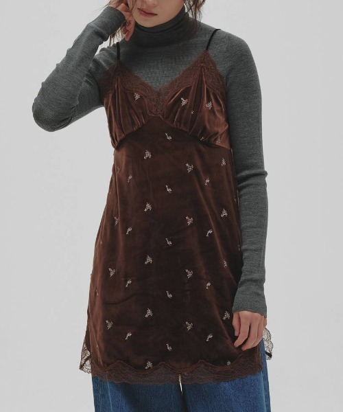 TODAYFUL/トゥデイフル】Petit Flower Velour Tunic/フラワーベロア