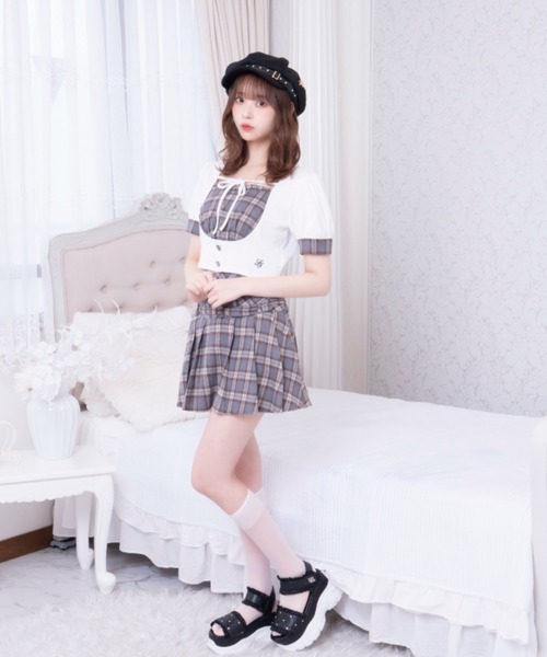 LAFARY（ラファリー）の「チェックレイヤードリブトップス（Tシャツ/カットソー・レディース・ブラック/ベージュ/ホワイト・FREE）」の14枚目の写真