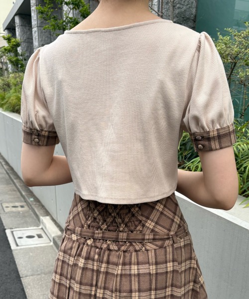 LAFARY（ラファリー）の「チェックレイヤードリブトップス（Tシャツ/カットソー・レディース・ブラック/ベージュ/ホワイト・FREE）」の22枚目の写真
