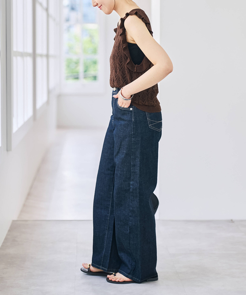 Spick & Span(スピックアンドスパン)の「コイルヤーン透かし編みフリルタンクニット(ニット/セーター・レディース・ブラック/ブラウン・FREE)」の14枚目の写真