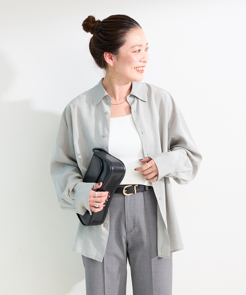 Simplicite(サンプリシテ)の「接触冷感 / ウォッシャブル / *MAI.M MILKY OVER SHIRT(シャツ/ブラウス・レディース・グレー/スカイブルー・FREE)」の22枚目の写真