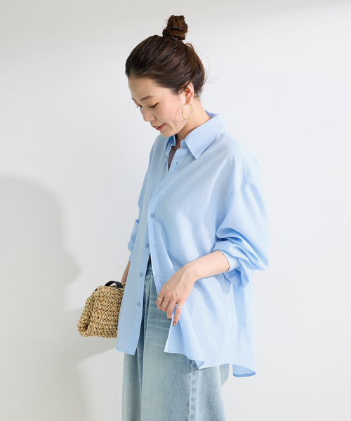 Simplicite(サンプリシテ)の「接触冷感 / ウォッシャブル / *MAI.M MILKY OVER SHIRT(シャツ/ブラウス・レディース・グレー/スカイブルー・FREE)」の20枚目の写真