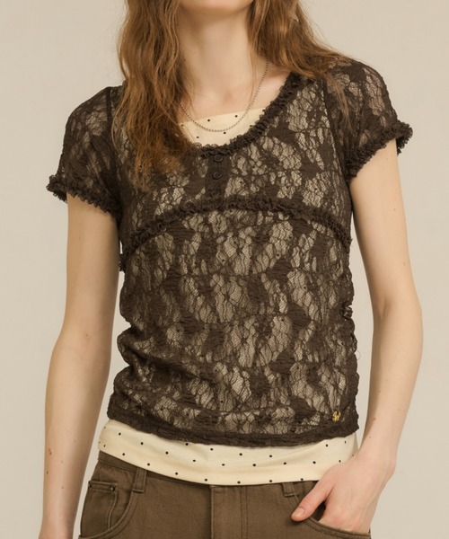 lace docking tops / レースドッキングトップス（Tシャツ/カットソー