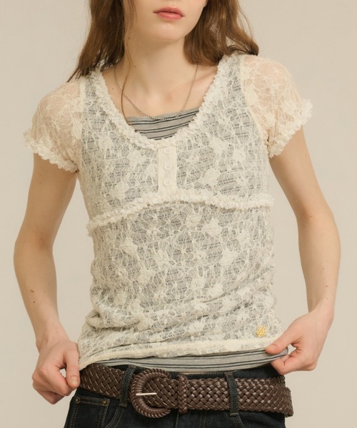 hazyl レースドッキングトップス lace docking tops / レースドッキングトップス（Tシャツ/カットソー