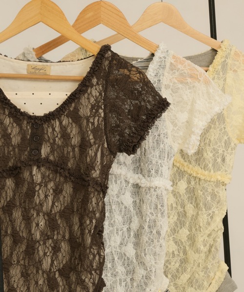 hazyl レースドッキングトップス lace docking tops / レースドッキングトップス（Tシャツ/カットソー