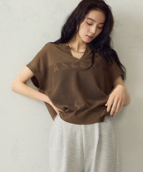 COMME CA ISM(コムサイズム)の「ロゴメッシュ スキッパーニット(ニット/セーター・レディース・ブラック/アイボリー/ブラウン・FREE)」の20枚目の写真