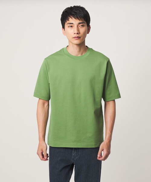 green label relaxing(グリーンレーベルリラクシング)の「ミニ ワッフル ビズ クルーネック カットソー -UVカット-(Tシャツ/カットソー・メンズ・ライトグレー/ケリーグリーン/ネイビー・XL/S/L/M)」の2枚目の写真