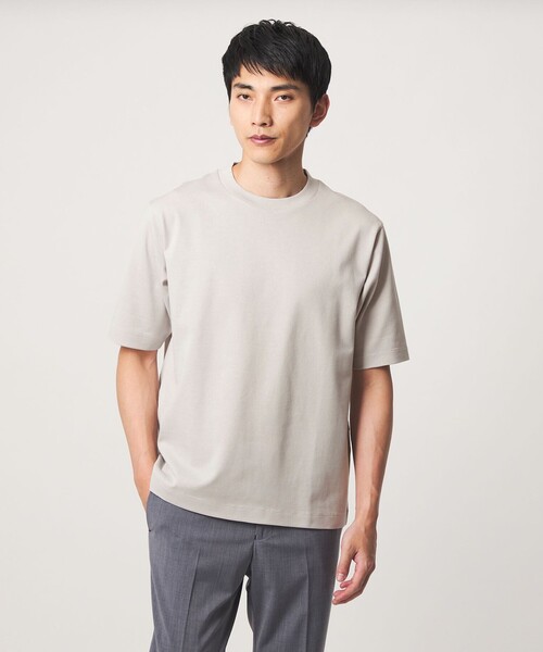 green label relaxing(グリーンレーベルリラクシング)の「ミニ ワッフル ビズ クルーネック カットソー -UVカット-(Tシャツ/カットソー・メンズ・ライトグレー/ケリーグリーン/ネイビー・XL/S/L/M)」の1枚目の写真