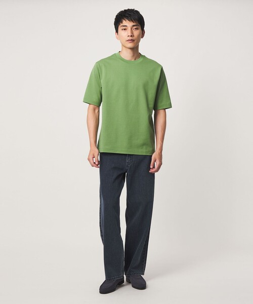 green label relaxing(グリーンレーベルリラクシング)の「ミニ ワッフル ビズ クルーネック カットソー -UVカット-(Tシャツ/カットソー・メンズ・ライトグレー/ケリーグリーン/ネイビー・XL/S/L/M)」の5枚目の写真