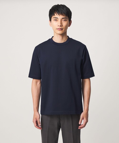green label relaxing(グリーンレーベルリラクシング)の「ミニ ワッフル ビズ クルーネック カットソー -UVカット-(Tシャツ/カットソー・メンズ・ライトグレー/ケリーグリーン/ネイビー・XL/S/L/M)」の6枚目の写真