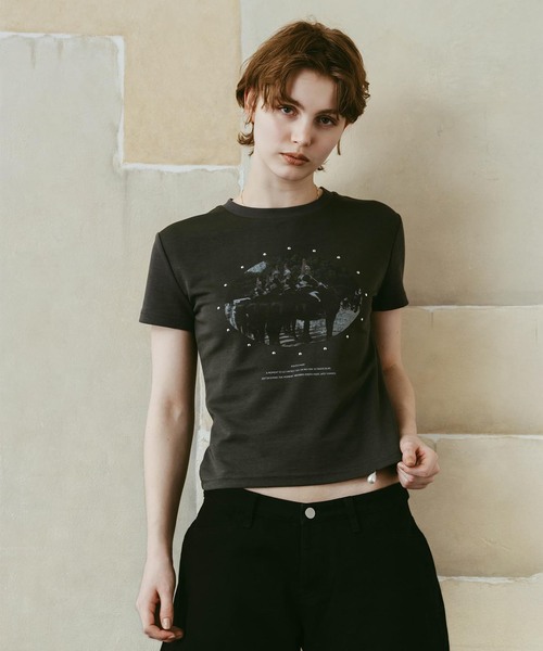 Knuth Marf（クヌースマーフ）の「Knuth Marf / クヌースマーフ studded compact tee（Tシャツ/カットソー・レディース・チャコールグレー・FREE）」の21枚目の写真