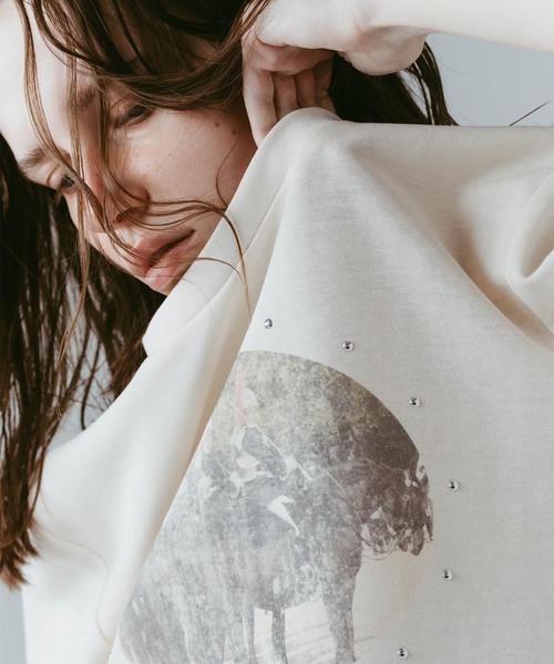 Knuth Marf（クヌースマーフ）の「Knuth Marf / クヌースマーフ studded compact tee（Tシャツ/カットソー・レディース・チャコールグレー・FREE）」の4枚目の写真