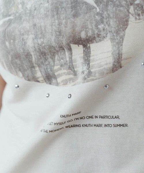 Knuth Marf（クヌースマーフ）の「Knuth Marf / クヌースマーフ studded compact tee（Tシャツ/カットソー・レディース・チャコールグレー・FREE）」の7枚目の写真