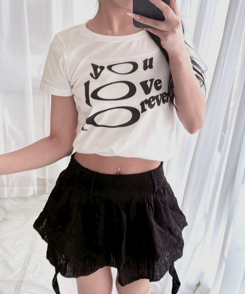 fiere(フィエール)の「ギャルコアグラフィックショート丈半袖Tシャツ(Tシャツ/カットソー・レディース・ホワイト・WM)」の5枚目の写真