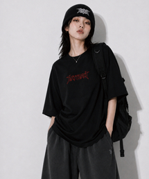 BATTRACT（バトラクト）の「レッドベットオーバーサイズ半袖Tシャツ[ブラック]（Tシャツ/カットソー）」