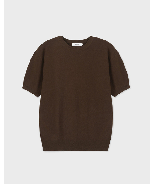 WORK ON BODY OFF（ワークオンボディオフ）の「クールバンブーセミオーバーフィットラウンドネック半袖ニット[ブラウン]（ニット/セーター・メンズ・ブラウン・MEDIUM/LARGE/X-LARGE）」の6枚目の写真