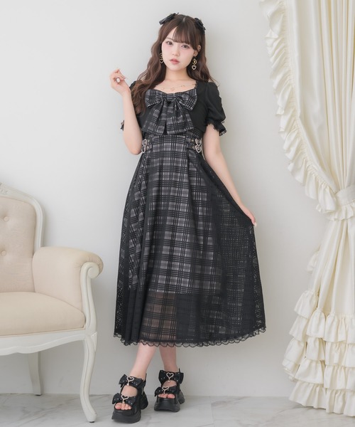 ROJITA(ロジータ)の「ビジューダブルリボン厚底スポサン(サンダル・レディース・ブラック/ホワイト・36/38/37)」の6枚目の写真
