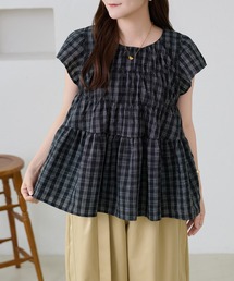 【apres jour clair】チェックシャーリングトップス