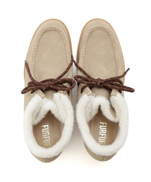 FURFUR(ファーファー)の「ムートンライクアンクルレースアップブーツ(ブーツ・レディース・ベージュ/ブラック/オフホワイト・38/37/36)」の15枚目の写真